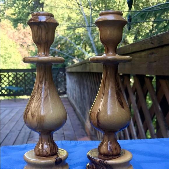 Olive Wood Hand Carved Candlesticks made in Bethlehem - Picture 6 of 6